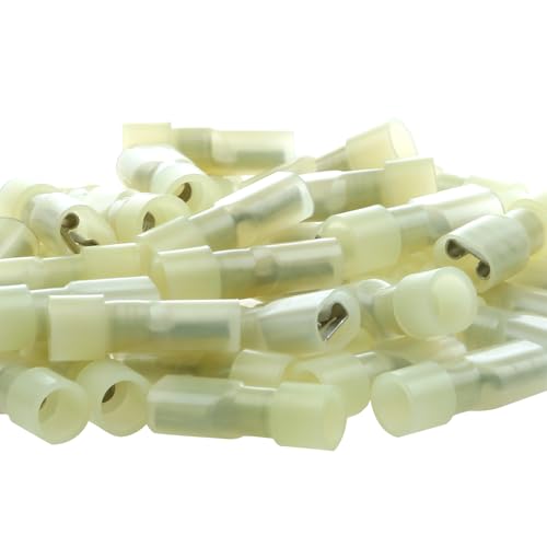 Yellow Female Spade Connector 12-10 AWG/Gauge Disconnect Crimp Terminals | AIRIC,UL,100Pcs,Yellow Female Connectors,Electrical Terminal,12,10 AWG Wire,Nylon Spade Connect,Quick Disconnect,Speaker Auto - size: Female(12-10 AWG)
