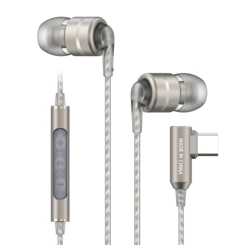 SoundMAGIC E80D Digital USB C Headphones - Type C Wired Earbuds with Microphone HiFi Stereo Earphones Powerful Bass Noise Isolating Compatible with Android Device, Gunmetal | Crystal call clarity, High-res decoder chip, Deep bass, Effective noise isolatio