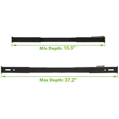 Vented 4-Post Shelf, Adjustable, Black, 650 mm Depth, 1U, 242 lbs, Cold Rolled Steel, CE Compliant - size: 26" Deep