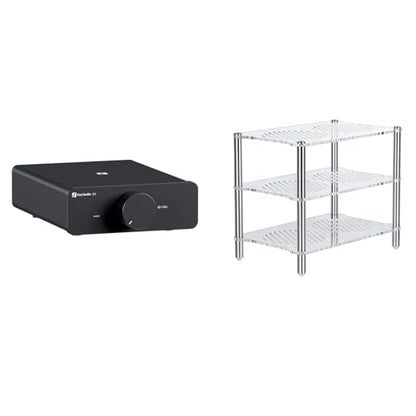 Fosi Audio Acrylic Amplifier Rack and V3 Stereo Amplifier Home Audio with 48V5A Power Supply