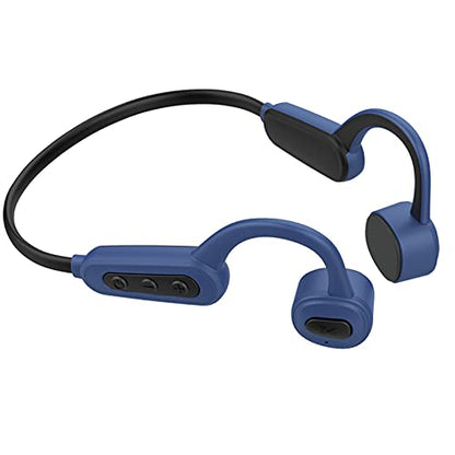 IP68 Underwater Waterproof Swimming Headset Bone Conduction Earphone with MP3 and Bluetooth for Swimmers Open-Ear Elastic Band (Blue) - color: Blue