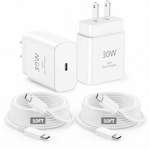 [Apple MFi Certified] iPhone 17 16 15 Fast Charger with 10FT Cable | 2 Pack 30W Charger Set with USB-C to USB-C Cable; Compatible with iPad, Pixel, Galaxy; Ideal for Home, Office and Travel.