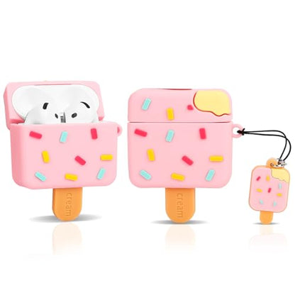 (2Pack+Cleaner Pen) XMBYGY Case for Apple AirPods 4th Generation Earbuds with Cleaning Pen Kit, Silicone Cute Charging Case Shockproof Protective Cover and Carabiner for AirPods 4 (BMICE+PKICE) - color: BMICE+PKICE