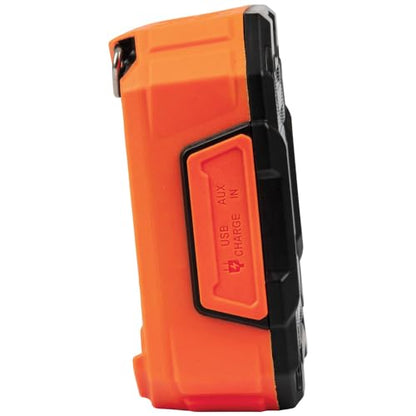 KLEIN TOOLS AEPJS3 Bluetooth Jobsite Speaker with Magnet and Hook, 20-Hr Run Time, Charge Via USB A or C, Pair Multiple Speakers via Broadcast, Hands Free Capable