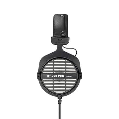 beyerdynamic DT 990 PRO, 250 Ohm, Open Back, Over Ear, Wired Headphones, 3m Coiled Cable, Black with Grey Velour Ear Pads | 3m coiled cable, wired over-ear design - color: Gray, size: 250 OHM