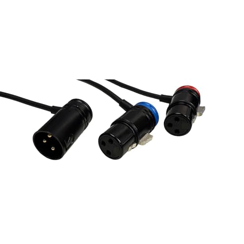 Low Profile XLR Splitter Cable, Right Angle Balanced XLR Splitter Cord, Dual Female to Male 3 Pin Patch Y Cable Speaker Cable（1.6FT