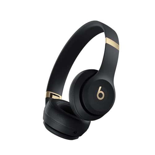 Beats Solo 4 - Wireless On-Ear Bluetooth Headphones, Up to 50-Hour Battery Life, Ultra-Lightweight Comfort, Powerful and Balanced Sound, Apple & Android Compatible - Black & Gold - color: Black & Gold, style: Standalone