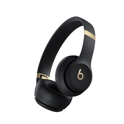 Beats Solo 4 - Wireless On-Ear Bluetooth Headphones, Up to 50-Hour Battery Life, Ultra-Lightweight Comfort, Powerful and Balanced Sound, Apple & Android Compatible - Black & Gold - color: Black & Gold, style: Standalone