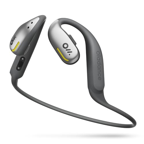 Oladance OWS Sports True Wireless Open-Ear Headphones, IPX8, 15H Playtime | Multi-Point Connectivity, Bluetooth 5.3, Durable Neckband, Virtual Bass 2.0, Liquid Silicone, Amplifier Chip - color: Silver