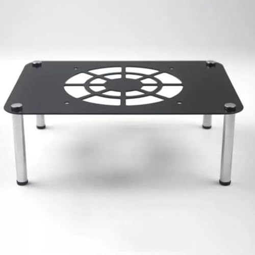 Small Media Stand Aluminum Alloy Audio Tower Black Audio Component Rack 2 Tier 3 Tier Rack Mini Desktop Rack Stereo Component Cabinet for Audio Equipment(Black,1-Tier) - size: 1-Tier