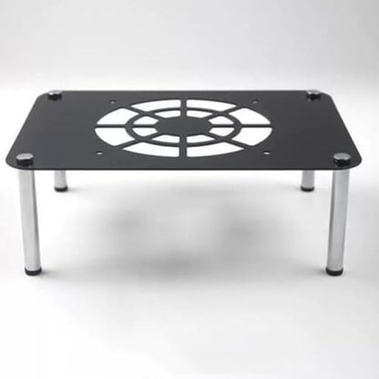 Small Media Stand Aluminum Alloy Audio Tower Black Audio Component Rack 2 Tier 3 Tier Rack Mini Desktop Rack Stereo Component Cabinet for Audio Equipment(Black,1-Tier) - size: 1-Tier
