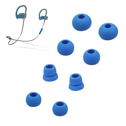 Replacement Eartips Compatible with Powerbeats 3 Powerbeats 2/1, 4 Pairs Replacement Earbuds Silicone Ear Tips Eargels Set - Small, Medium, Large and Double Flange (Electro Blue) - color: electro blue