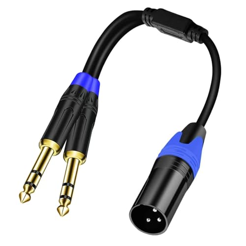 6.35mm Dual TRS to XLR Male Cable for Microphone, Mixer, Amplifier, 11.8inch, Dual1/4 TRS to XLR Audio Cable, Y Splitter Patch Cord, 3-Pinxlr to Dual 1/4 Male Converter Adapter Cable - style: 1PACK-11.8inch-Male