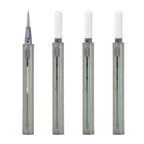 4PCS Earphone Cleaner Kit - Ultra Portable Multi-Function Cleaner Kit Soft Brush for Bluetooth Earphones Case Cleaning Tools, Gray - color: Gray