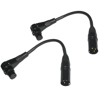 CNCESS Right Angle Female XLR to Straight Male XLR Cable, 2 Pack | 3-Pin to 3-Pin, Plug Cable