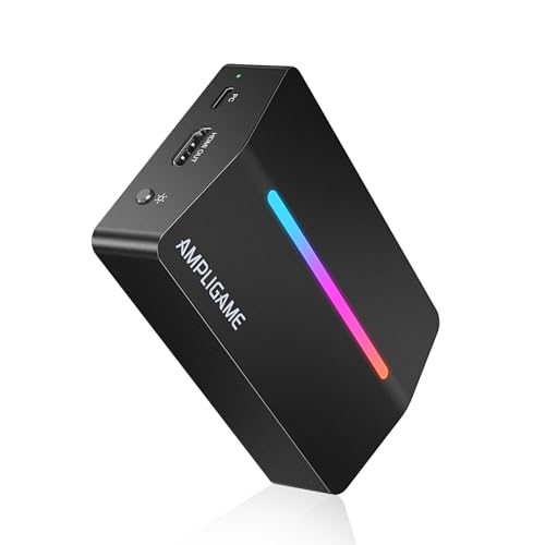 Fifine AmpliGame Video Capture Card, HD 1080 60fps for Audio Video, Gaming, Live Streaming, 4K HDMI to USB Capture Card Compatible with PS4/Windows/Mac OS/Switch/Xbox-V3 | 1080p 60fps capture, 4K 30fps, Flowing RGB Lighting, 3.5mm audio input, for PS5, PS
