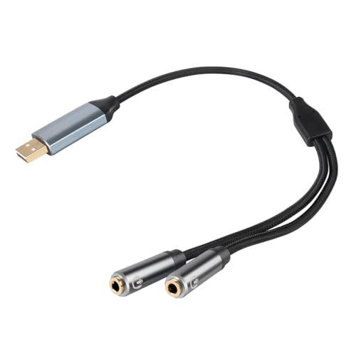 USB to 3.5mm Audio Jack Adapter, TRRS USB to AUX Audio Jack External Stereo Sound Card for Headphone, Speaker, MAC,PS5, PC, Laptop, Desktops...