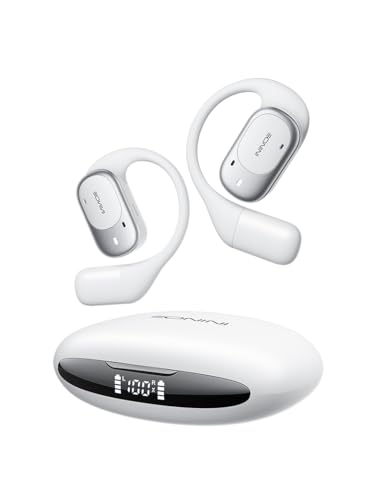 Eonini Open-Ear Earbuds with Earhooks, LED Display Case, Lightweight & Secure Fit, All-Day Comfort, Stay-Aware Design, Clear Calls, 40H Playtime, IPX5 Waterproof Bluetooth 5.3 for Running, Gym - color: White