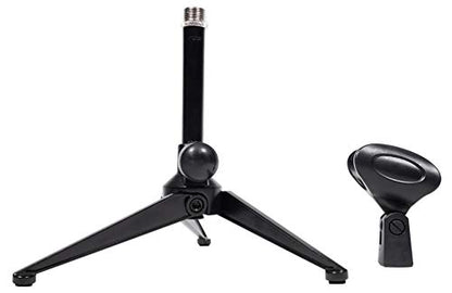 Rockville RDTS Adjustable Height Studio Desktop Tripod Microphone Stand | Includes Mic Clip, 3/8 to 5/8 Adapter, Foldable Design, All Metal, 5.9" to 7.1" Height, for Podcasts/Recording