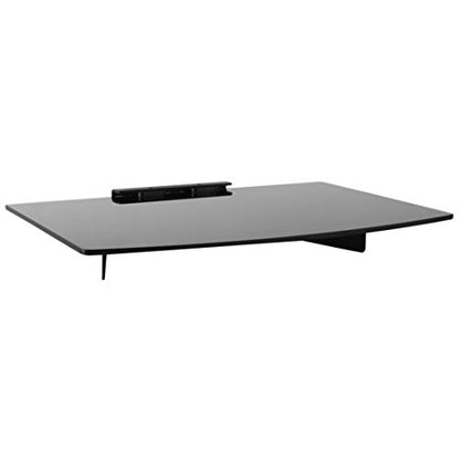 Mount-It! Floating Wall Shelf – Tempered Glass Media Shelf for Cable Box, DVD Player, Gaming Consoles (PS5, Xbox, Roku), Projector – Wall-Mounted w/Steel Frame, Cable Management, 22 lb Capacity