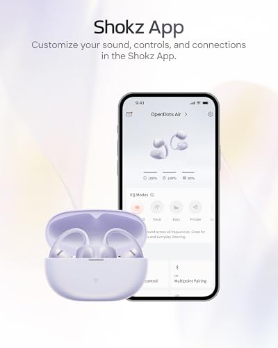 SHOKZ OpenDots Air Open-Ear Clip-On Bluetooth Earbuds, Purple,Touch Control - color: Daybreak Purple