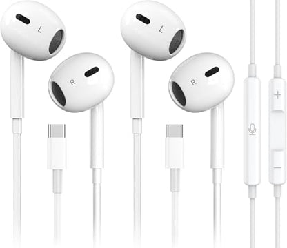 2 Pack-USB C Headphones for iPhone 17/16/15 Pro Max Plus Type C Earbuds | with Microphone & Remote Noise Cancelling Earphones for iPhone 17/16/15 Pro Max Plus,iPad,Galaxy S26/S25/S24/Ultra Note 10/20