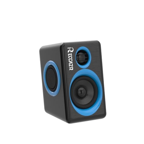 RECCAZR SP2040 Surround Computer Speakers with Deep Bass USB Wired Powered Multimedia Speaker for PC/Laptops/Smart Phone Built-in 4 Loudspeaker Diaphragm(Blue) - color: Black & Blue