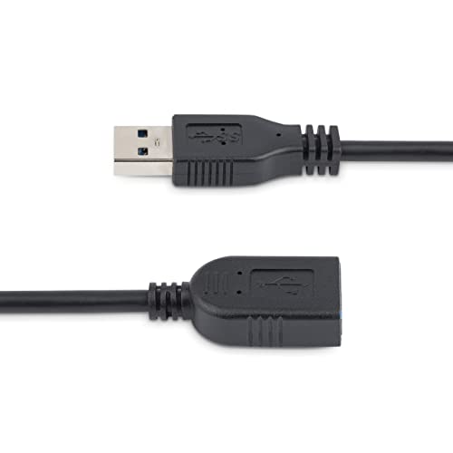 StarTech.com 6in Short USB 3.0 (5Gbps) Extension Adapter Cable (USB-A Male to USB-A Female) - USB 3.2 Gen1 Port Saver Cable - Black (USB3EXT6INBK) | Male to Female port saver, Short, 3.2 Gen1, Braided shielding, Aluminum-mylar foil, Molded strain relief,