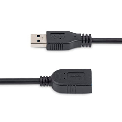 StarTech.com 6in Short USB 3.0 (5Gbps) Extension Adapter Cable (USB-A Male to USB-A Female) - USB 3.2 Gen1 Port Saver Cable - Black (USB3EXT6INBK) | Male to Female port saver, Short, 3.2 Gen1, Braided shielding, Aluminum-mylar foil, Molded strain relief,