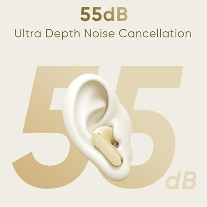 realme Buds Air 8 in-Ear Wireless Earbuds, 55dB ANC, 58Hrs Playtime, Hi-Res LHDC, 360° Spatial Audio, 45ms Low Latency, IP55, BT v5.4 (Gold) - color: Gold