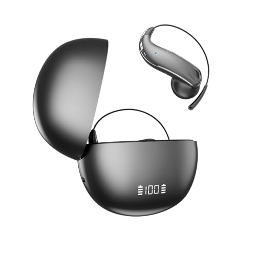 Wireless Open Ear Earbuds with Ear Hook Around Over The Ear Sport Black | Air Bone Conduction Bluetooth Earbuds That Don't Go in Ear for Exercising Running Headphones with Microphone Headsets Earphon - color: Black