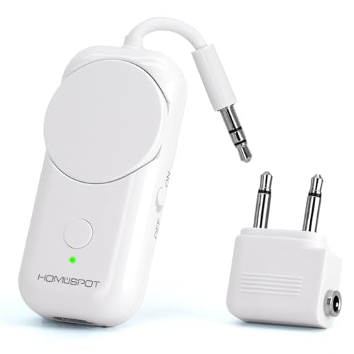 Bluetooth 5.3 Airplane Adapter, Rotary Volume, aptX Low Latency & Adaptive, 25 Hrs, Use with Any 3.5mm Jack on Airplanes, TVs, Car, Gym, Ideal for AirPods, Headphones and More, White - color: White