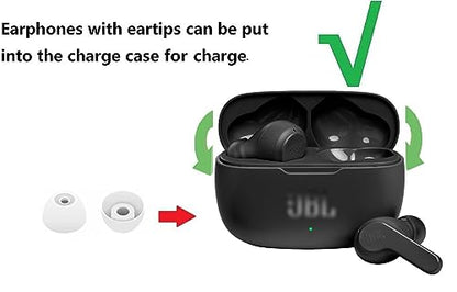Replacement Ear Tips Eartips Ear Plug Ear Gels Compatible with JBL Vibe 200TWS Earbuds,JNSA Silicone Ear Tip Replacement for JBL Vibe 200TWS,S/M/L 6 Pairs,White 532 - color: White