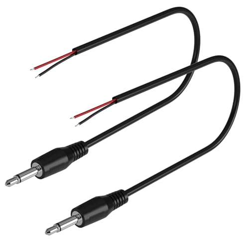 2-Pack 1FT Replacement 3.5mm Male Jack to Bare Wire Open End TS 2 Pole Mono 1/8" 3.5mm Jack Plug Connector AUX Audio Cable for Scanner,Speaker PA horns,morse key, cooling fans, power amp Repair (1ft) - size: 1ft