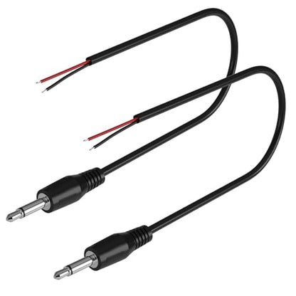 2-Pack 1FT Replacement 3.5mm Male Jack to Bare Wire Open End TS 2 Pole Mono 1/8" 3.5mm Jack Plug Connector AUX Audio Cable for Scanner,Speaker PA horns,morse key, cooling fans, power amp Repair (1ft) - size: 1ft