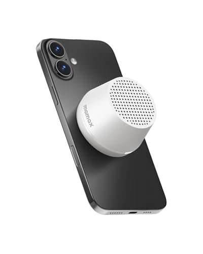 MOMAX Magnetic Portable Mini Wireless Speaker, Clear & Balanced Sound | IPX4 Waterproof, 12H Playtime, TWS Stereo Pairing for Home, Kitchen, Bathroom & Travel - color: White
