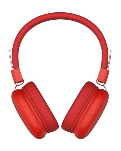 awatrue Kids Over-Ear Bluetooth Headphones, 85dBA Safe Volume, Red | Built-in Microphone, Bluetooth 5.4, Foldable, 50H Playtime, USB-C Charging - color: Red