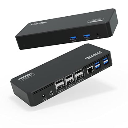 Plugable 12-in-1 USB C Triple 4K Docking Station, Three Displays with 3X HDMI or DisplayPort, Compatible with Mac M1 - M5 & Neo, Windows, Thunderbolt, USB4, USB-C (100W PD, 6X USB Ports, Ethernet)