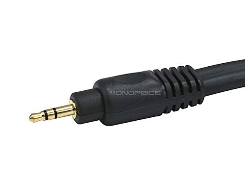 Monoprice 6ft Premium 3.5mm Stereo Male to 2RCA Male 22AWG Cable (Gold Plated) - Black - size: 6ft, style: Single Pack