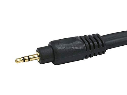 Monoprice 6ft Premium 3.5mm Stereo Male to 2RCA Male 22AWG Cable (Gold Plated) - Black - size: 6ft, style: Single Pack