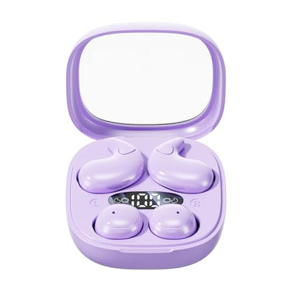 Invisible Mini Sleep Earbuds, 2-in-1 Flat & in-Ear Wireless Bluetooth for Side Sleepers and Small Ears, Ultra-Low Profile Discreet Sleeping Headphones with Noise Blocking, Portable Charging Case - color: Purple