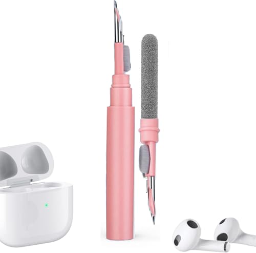 Cleaner Kit for Airpods Pro 1 2 3 4, Multi-Function Cleaning Tool with Brush Flocking Sponge for iPad iPhone,Earbuds,Wireless Earphones,Bluetooth Headphones Case,Camera,Laptop, Pink - color: Pink