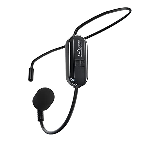 2.4G Wireless Microphones Headset with Receiver 3.5mm Wireless Mic Noise Cancelling Reverb Sound Long Distance Clear Sound Mini Microphone Portable, for 3.5mm Speaker Black