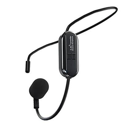 2.4G Wireless Microphones Headset with Receiver 3.5mm Wireless Mic Noise Cancelling Reverb Sound Long Distance Clear Sound Mini Microphone Portable, for 3.5mm Speaker Black