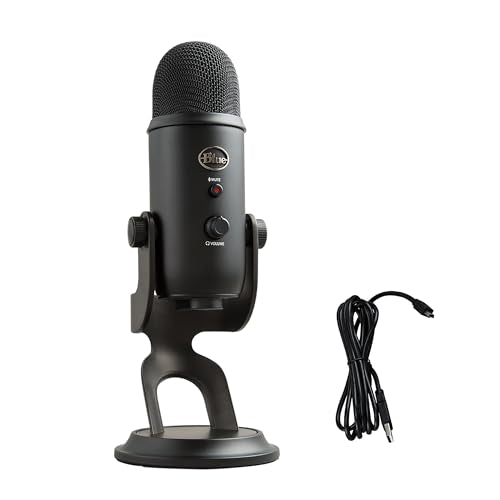 Logitech Creators Blue Yeti USB Microphone for PC, Mac, Gaming, Recording, Streaming, Podcasting, Studio and Computer Condenser Mic with Blue VO!CE effects, 4 Pickup Patterns, Plug and Play - Blackout | VO!CE effects, 4 pickup patterns, plug-and-play oper