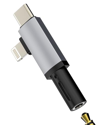 USB C Lightning to 3.5mm Headphone Adapter(2in1) for ipad AUX Jack Audio Cable Splitter iPhone 16 15 Compatible for Samsung Earphone Auxiliary Connector Type C Android Car Earphone Converter