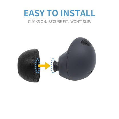 Comply TrueGrip Premium Memory Foam Replacement Ear Tips, Black, Large | 3 Pairs, for Samsung Galaxy Buds2 Pro, Enhanced Comfort, Secure Fit, Superior Noise Isolation, Cleaning Tool - size: Large