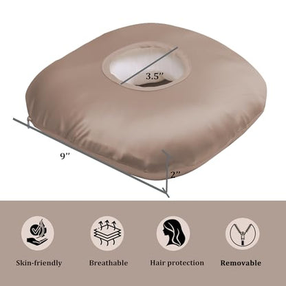 Cooling Ear Piercing Pillow with Hole for Cartilage Piercings, CNH Support - color: Light Brown Silk