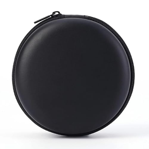 1 Pc Black Mini-Portable Hard Shell Earbuds Case, Round Earphone Carrying Case Storage Bag, Hard EVA Earphone Cases Cell Phone Accessories Organizer for Earphones Earbud