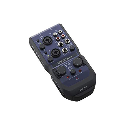 Zoom U-44 Handy Audio Interface, 4-Channel Portable USB Audio Interface, 2 XLR/TRS Combo Inputs, MIDI I/O, RCA Outputs, Compatible with Zoom Capsules